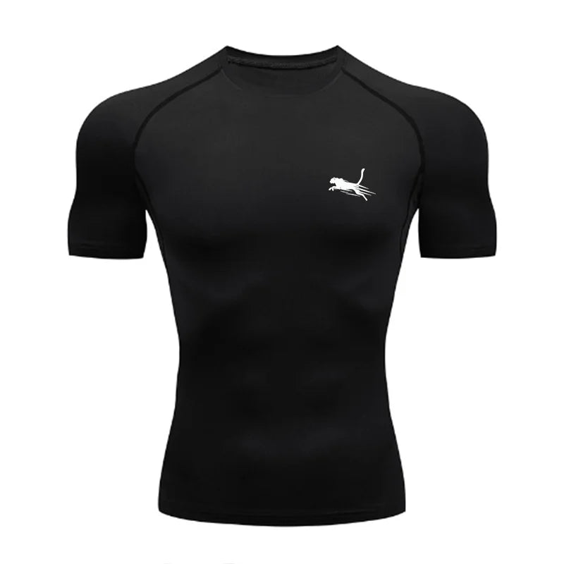 Men's Flight Print Quick Dry Compression Elastic T-Shirt Gym Running Training Slim Fit Athletic Sportswear Workout Top for Gyms