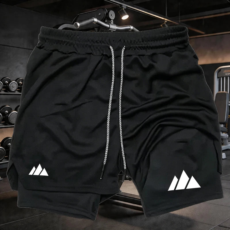 Men Running Shorts 2 in 1 Double-deck Sport Shorts Sportswear Gym Fitness Short Pants Training Jogging Bottom Men's Clothing