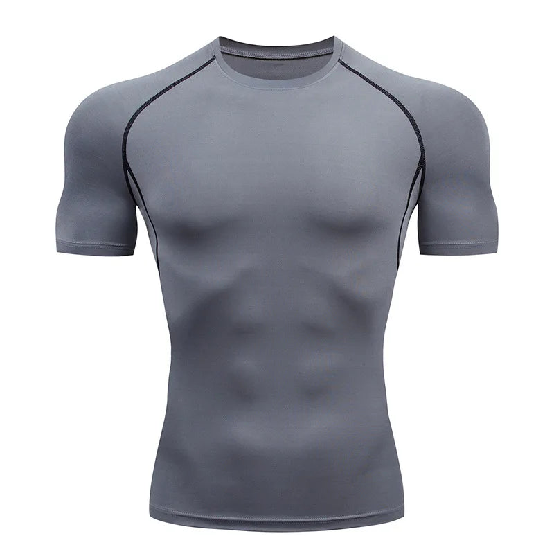 Men's Compression Tshirts Gym Fitness Quick Dry Rash Guard for Summer Athletic Tight Sport Gym Shirts Tops Tees Running Training