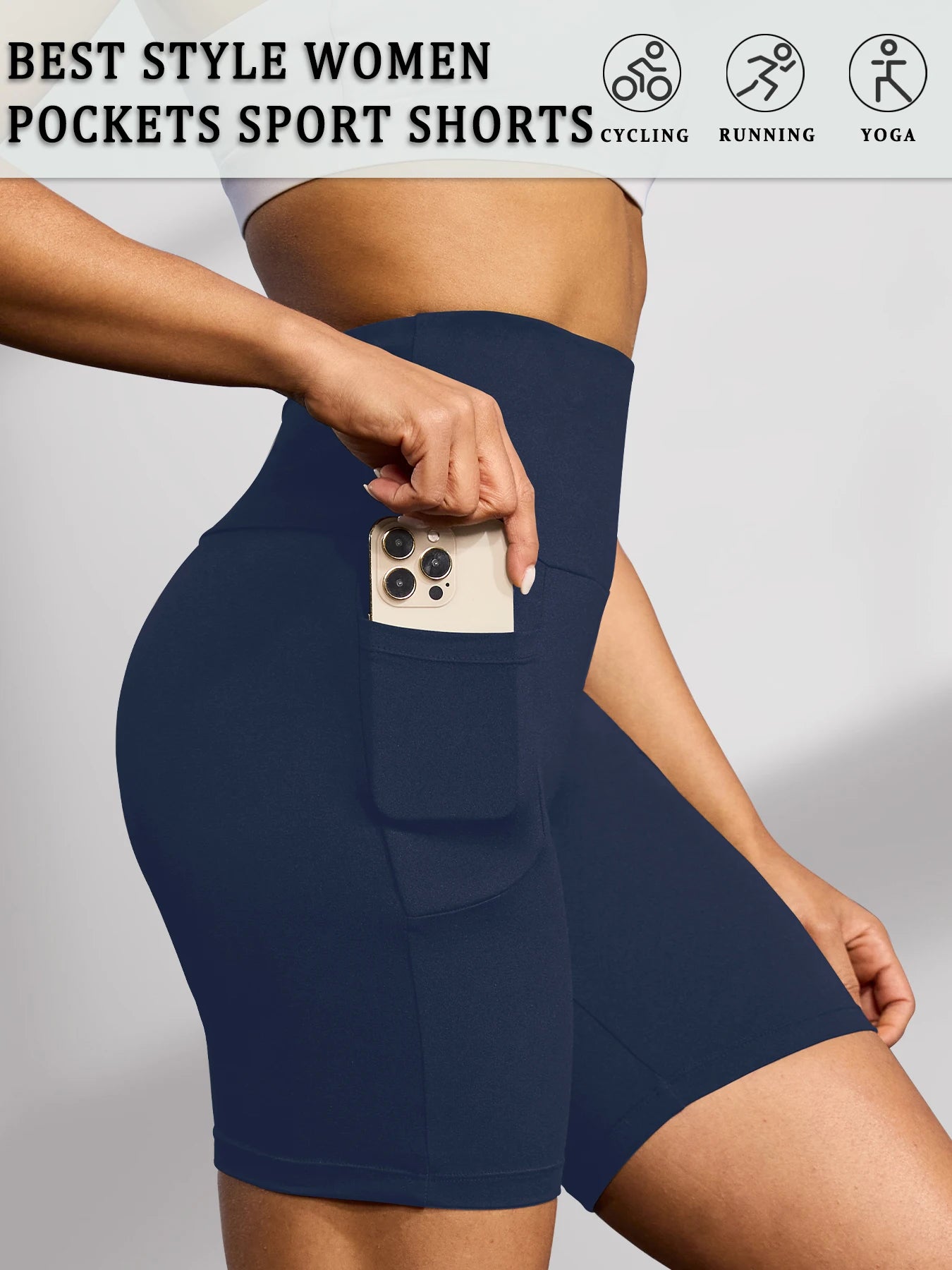 High Waisted Biker Shorts For Women With Pockets No See Through Workout Running Yoga Athletic Shorts Push Up Gym  Fitness
