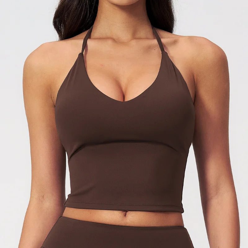 Women's Gym Outfit Women's Sports Vest Slim Fit Gym Clothes With Chest Pads Slimming Yoga Vest Sporty Woman Top Workout Clothing