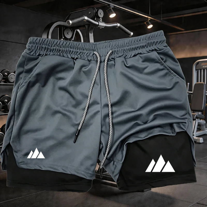 Men Running Shorts 2 in 1 Double-deck Sport Shorts Sportswear Gym Fitness Short Pants Training Jogging Bottom Men's Clothing