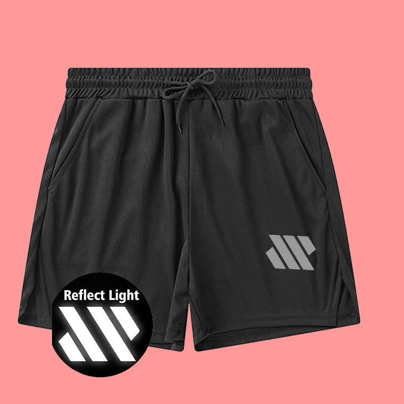Men's quick drying sports shorts - reflective stripes, breathable and slim fit, suitable for running, jogging and gym workouts