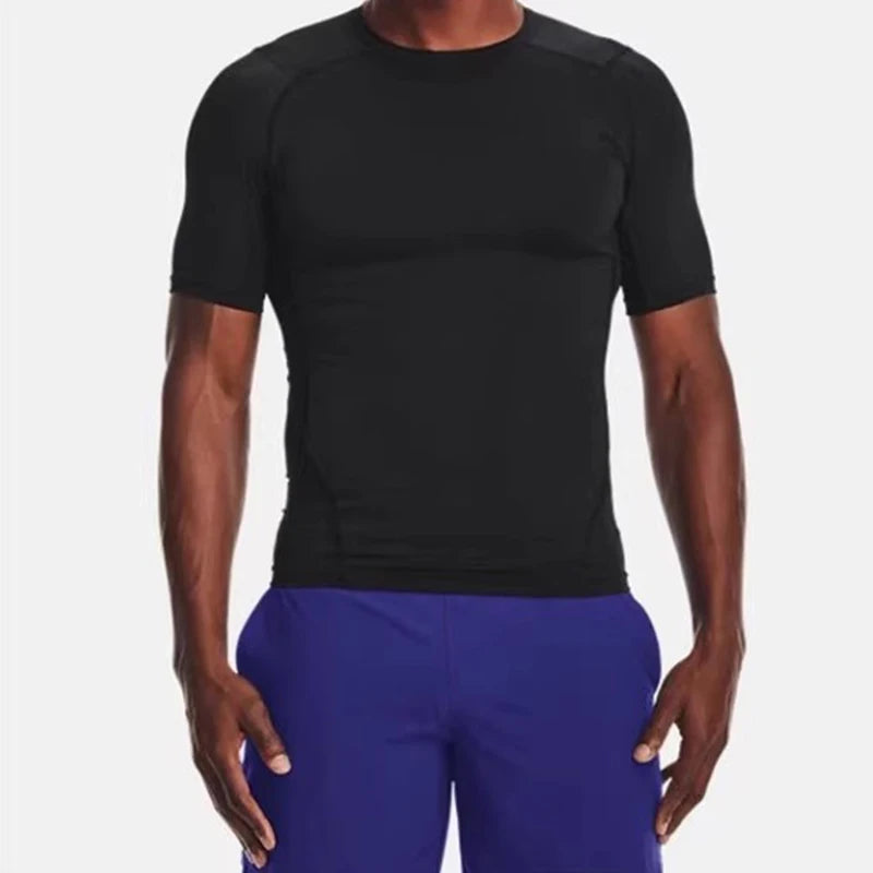 Men's Running T Shirt Summer Short Sleeve Male Sport Tops Tee Workout T-shirt Skinny Tights Gym Fitness Compression Shirts Men