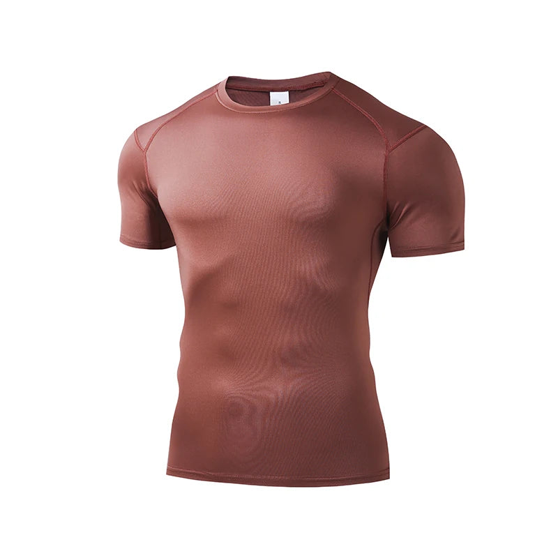 Men's Running T Shirt Summer Short Sleeve Male Sport Tops Tee Workout T-shirt Skinny Tights Gym Fitness Compression Shirts Men