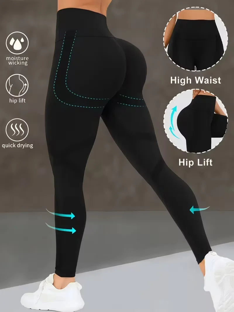 Women's High Waist Yoga Pants, Butt Lifting Wide Waistband Leggings, Adjustable Butt Lift Workout Trousers for Running Gym Fitne
